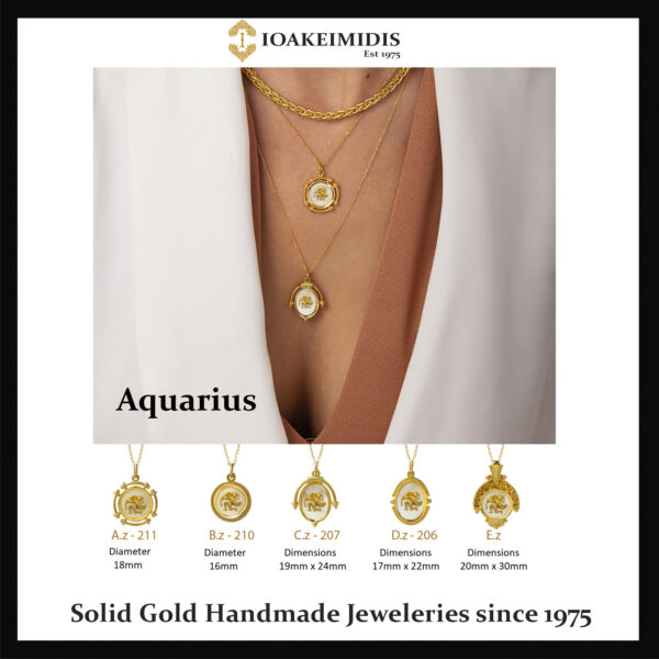 Aquarius sign Gold pendant