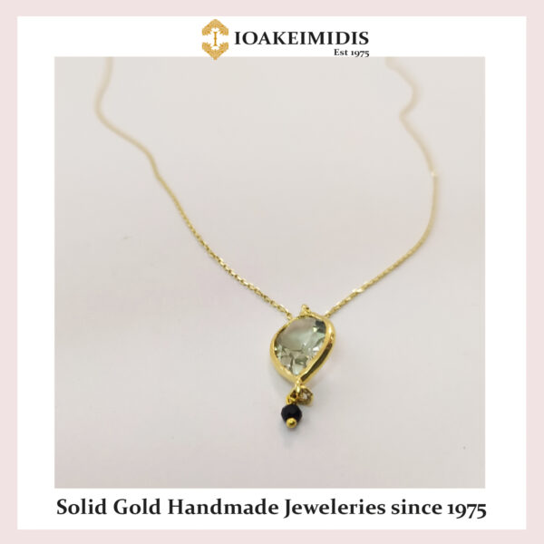 Green Amethyst gemstone gold pendant