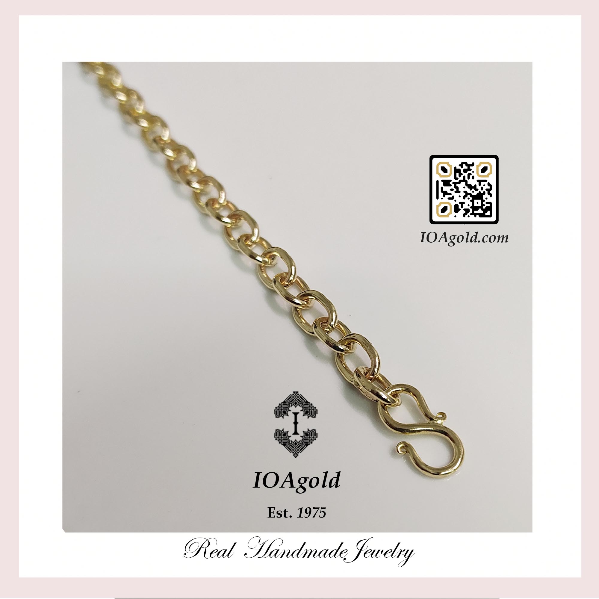 Oval light link bracelet plain gold IOA c