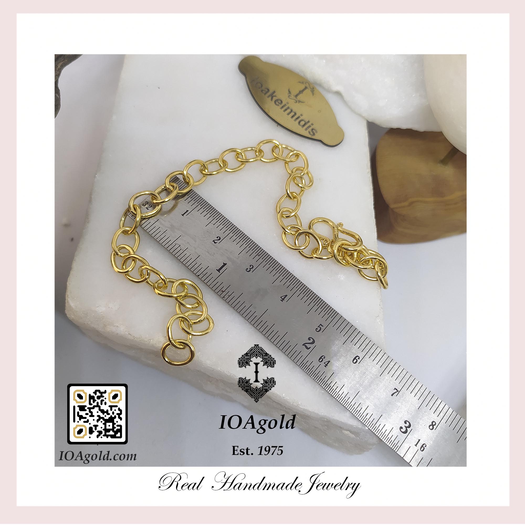 Oval light link bracelet plain gold IOA dimensions