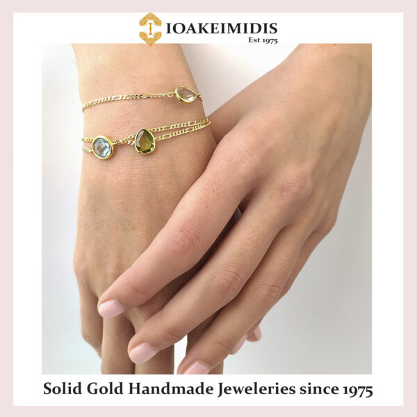 Peridot gemstone gold bracelet