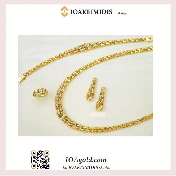 Russian Degrante  Chain-Bracelet-Ring – White Diamonds
