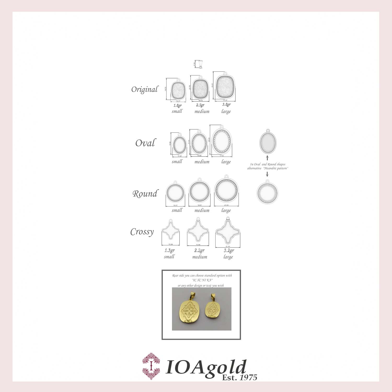 Saint pendants – presentation – IOA frame