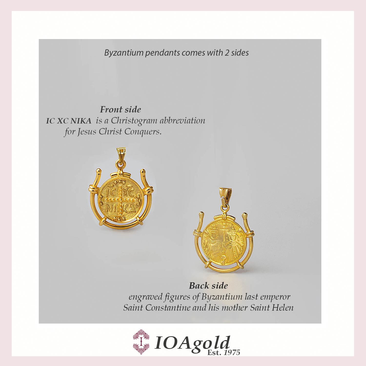 IOAgold 2 sides Byzantium pendants