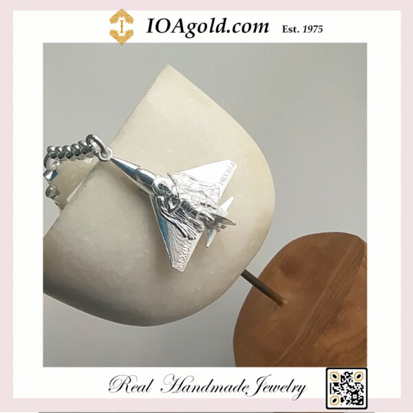 F-16 Fighting Falcon key holder with Archangel Michael figure