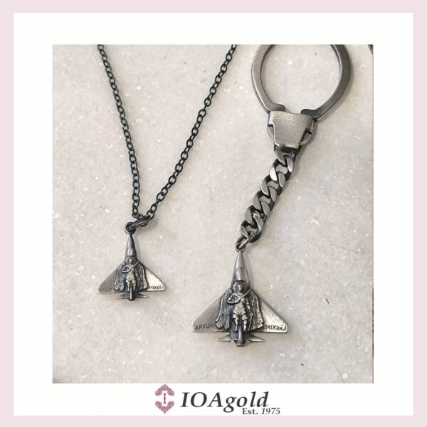 F-16 compact aircraft pendant with Archangel Michael figure