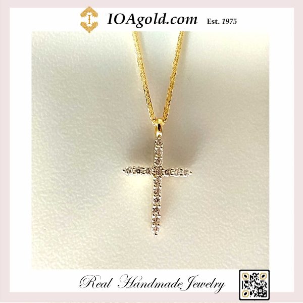 18ct Yellow gold cross with Diamonds - SJ18k