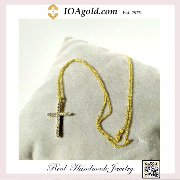18ct Yellow gold cross with Diamonds – SJ18k