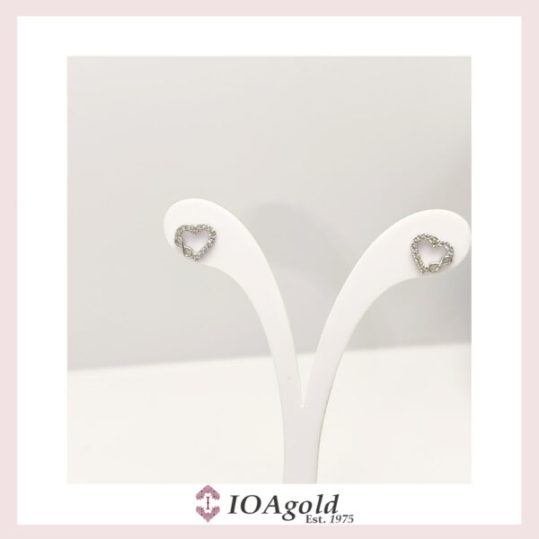 White gold 14k earrings-Heart & Infinity