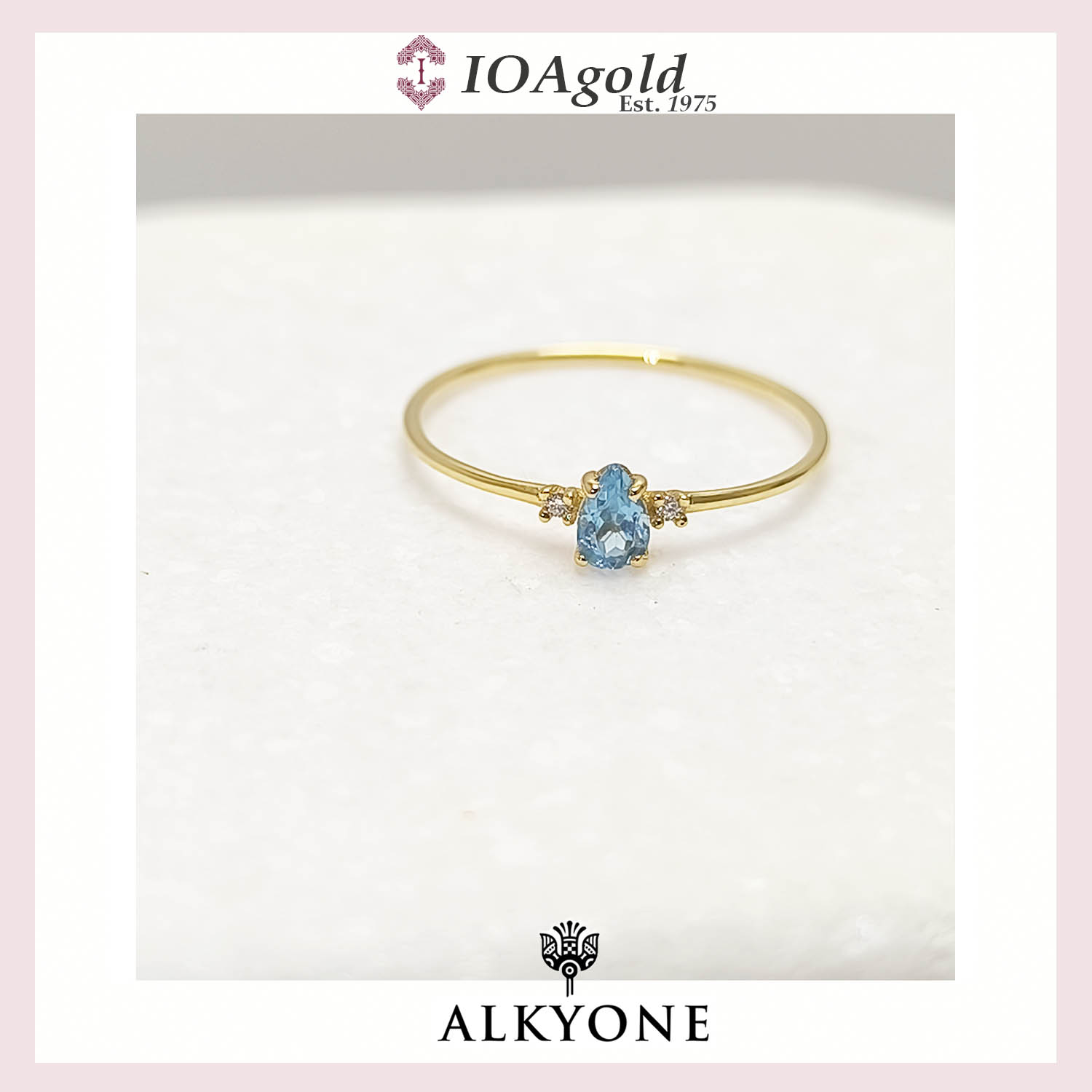 Aim-Pear-Blue topaz- 2 diamonds d