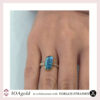 Efr- silver ring with gold 22k bezel Blue topaz close up