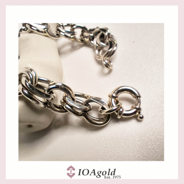 Garibaldi silver bracelet with filed Oval links