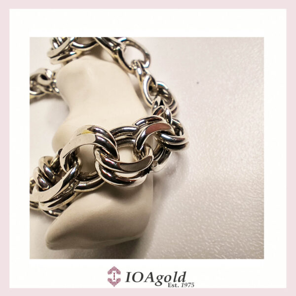 Garibaldi silver bracelet with filed Oval links