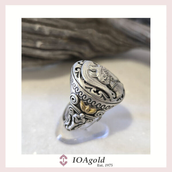 Goddess Athena figure silver ring