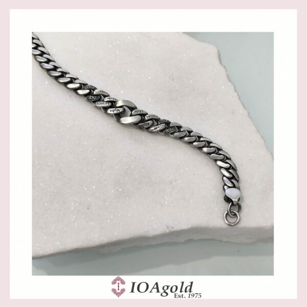 Cuban Chain bracelet with quotes ”Alpha male” and ”Carpe diem”