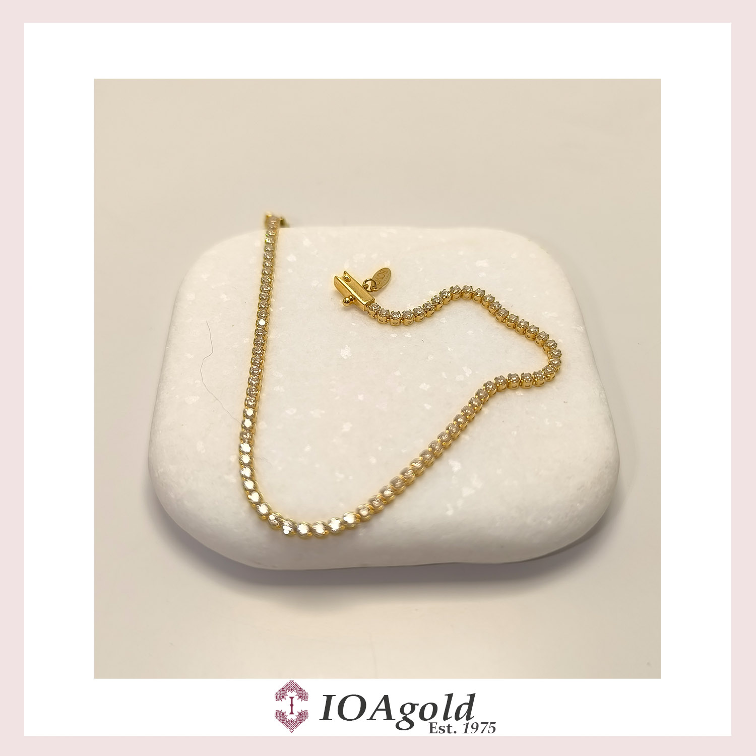IOA-gold 14k bracelet -white zircon stones bov b IOA-gold 14k bracelet -white zircon stones bov b