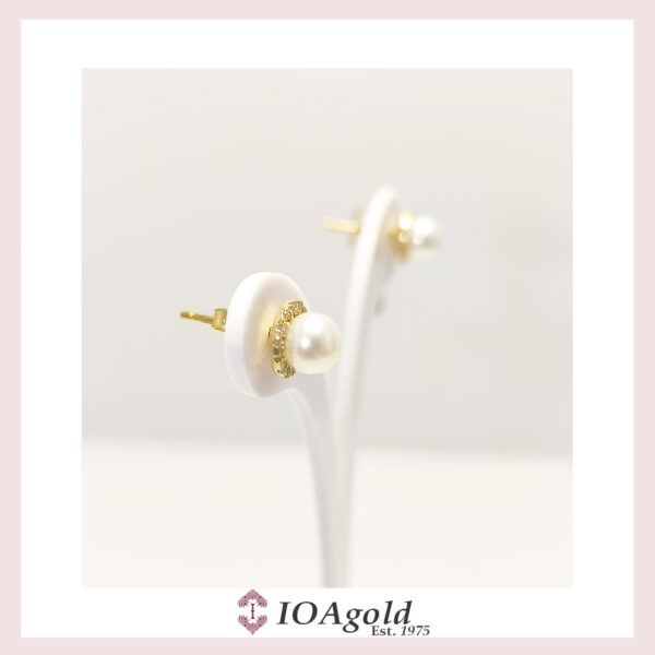Yellow gold 14k earrings – Pearl