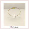 ioa-gold 14k cuff – Green pear and white zirconia stones ioa-gold 14k cuff – Green pear and white zirconia stones