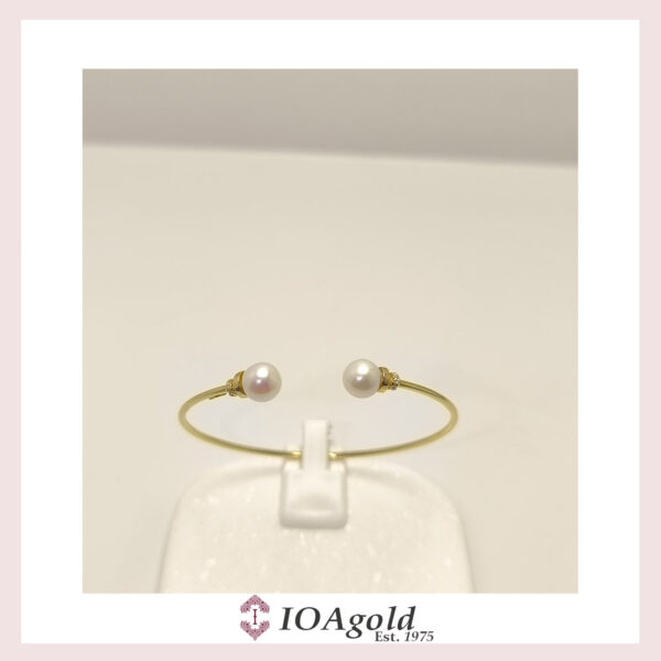 Gold 14k bracelet cuff with Pearls