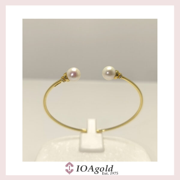 Gold 14k bracelet cuff with Pearls