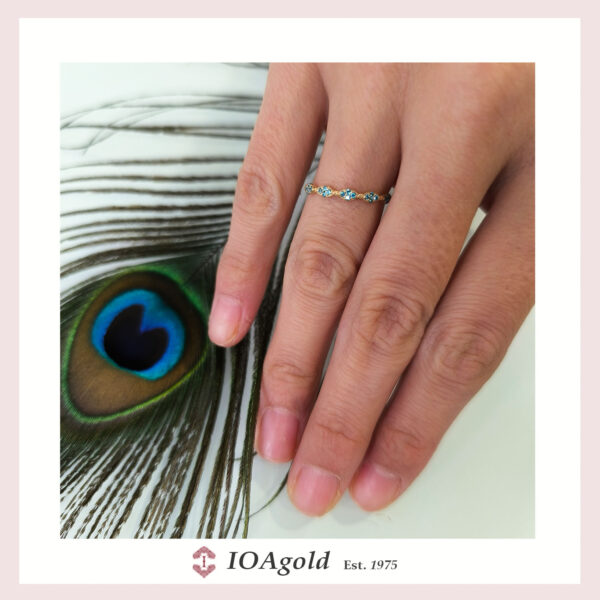 Gold ring 14k – petit sweet4 Light blue stones