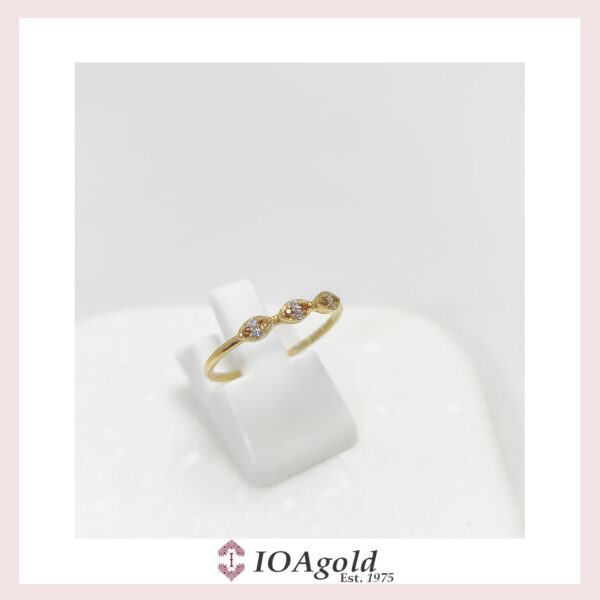 Gold ring 14k – petit sweet3 Brown and white stones