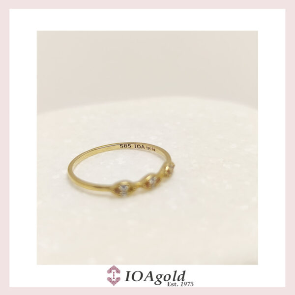 Gold ring 14k – petit sweet3 Brown and white stones