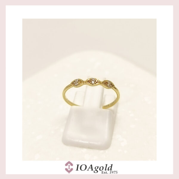 Gold ring 14k – petit sweet3 Brown and white stones