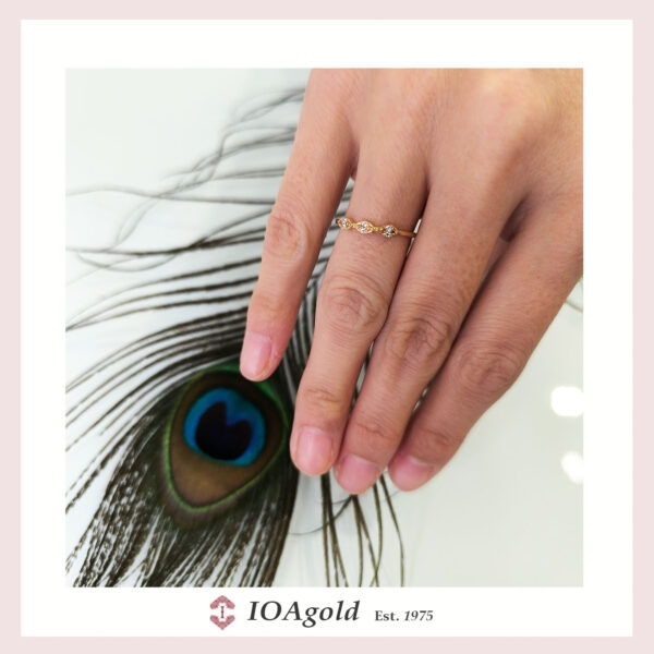 Gold ring 14k – petit sweet3 Brown and white stones