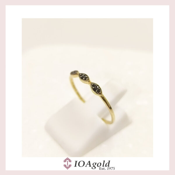 Gold ring 14k- petit sweet3 Black stones