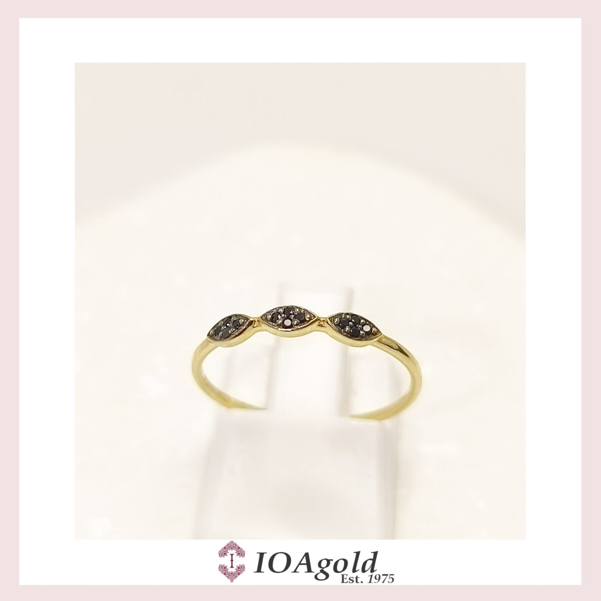 petit ring 3 parts -Black stones b
