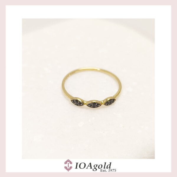 Gold ring 14k- petit sweet3 Black stones