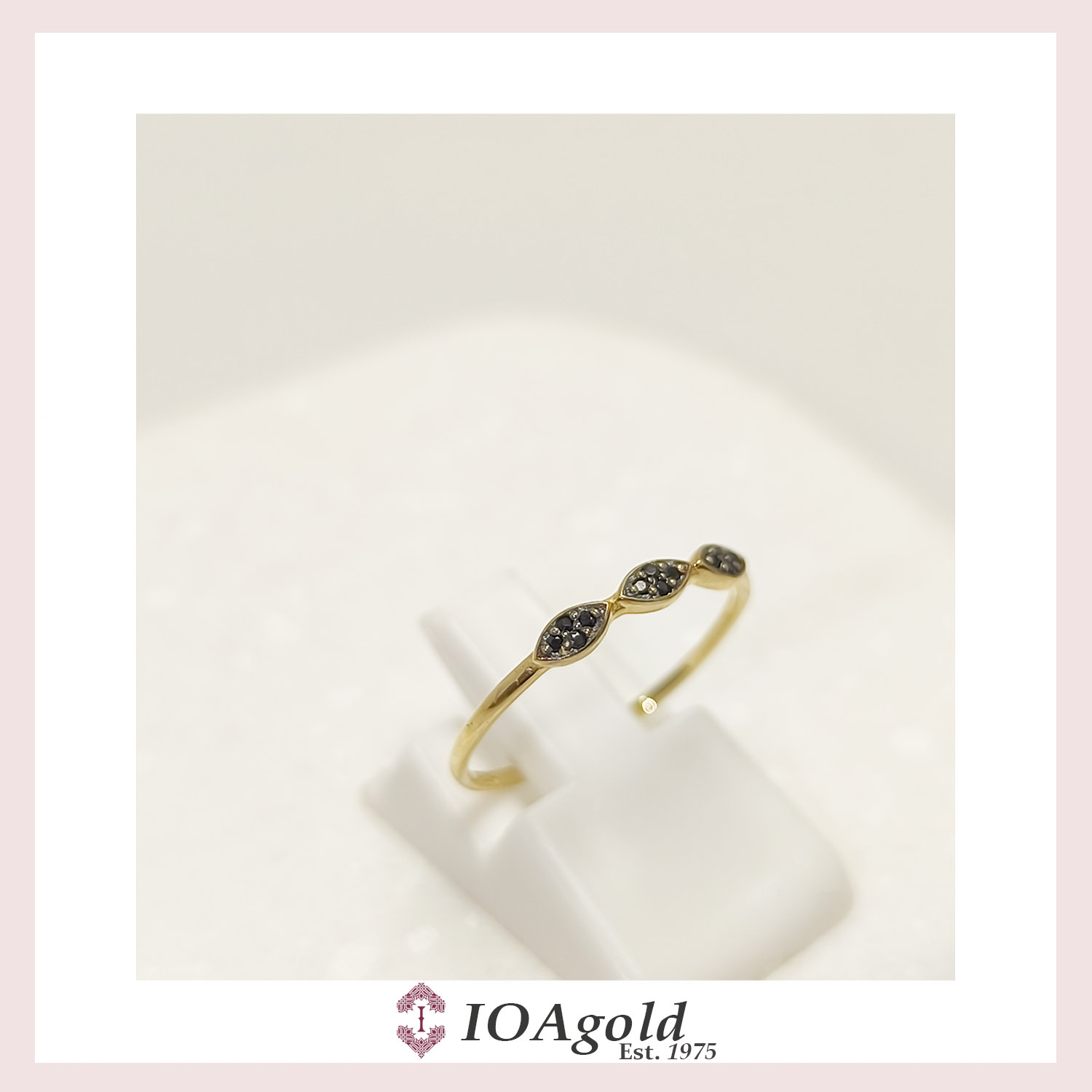 petit ring 3 parts -Black stones d