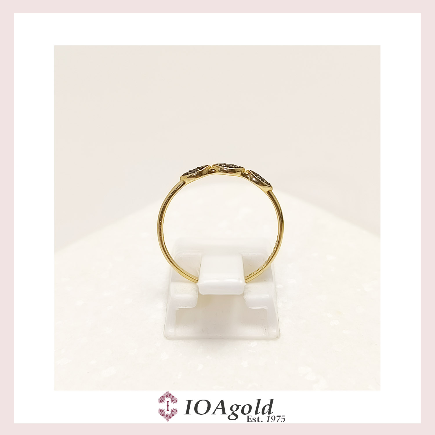 petit ring 3 parts -Black stones e