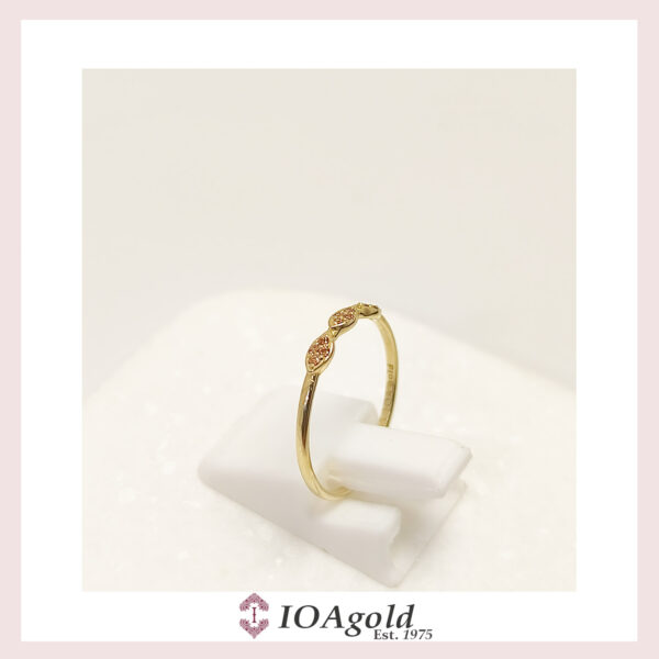 Gold ring 14k – petit sweet3 Brown stones