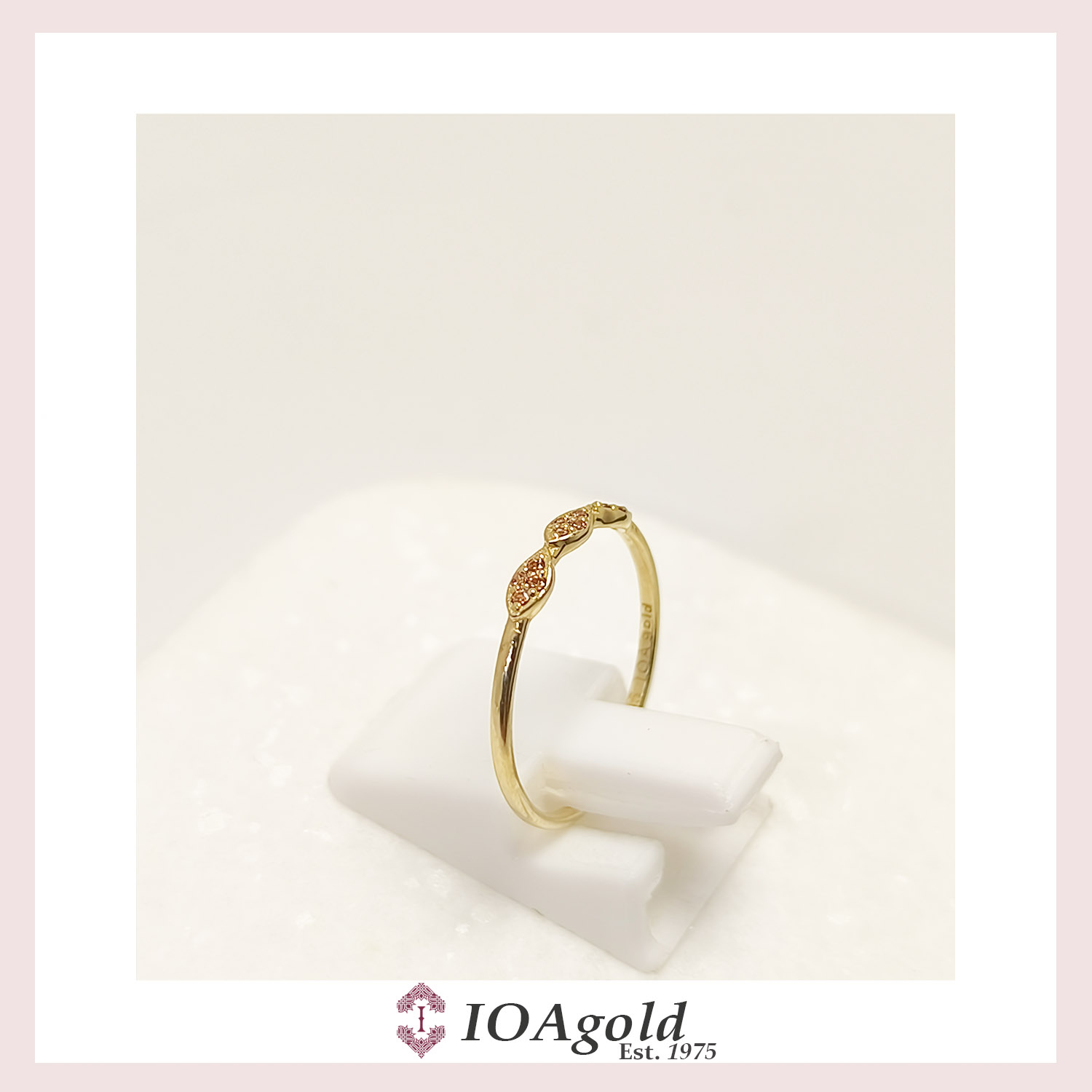 petit ring 3 parts -Brown stones a