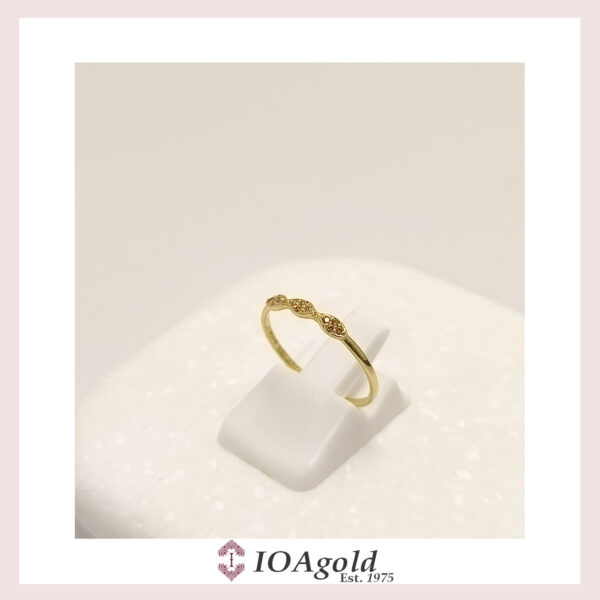 Gold ring 14k – petit sweet3 Brown stones