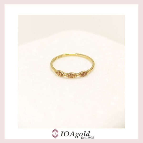 Gold ring 14k – petit sweet3 Brown stones