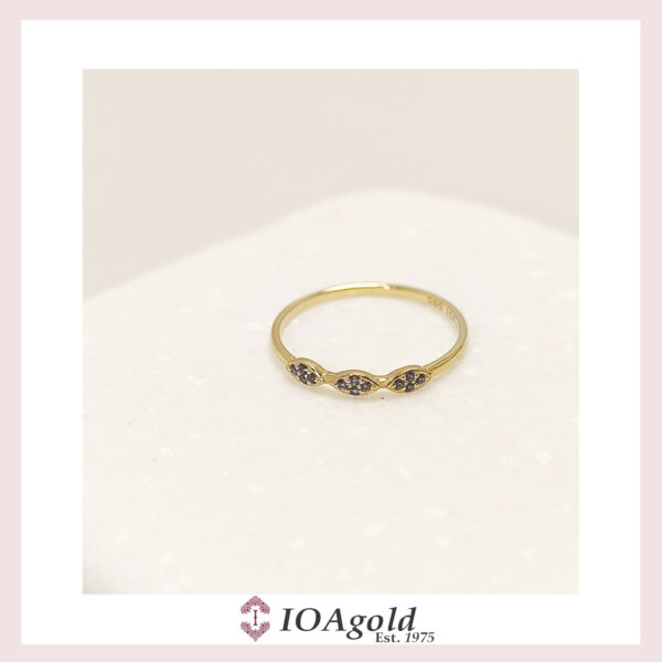 Gold ring 14k – petit sweet3 Dark blue stones