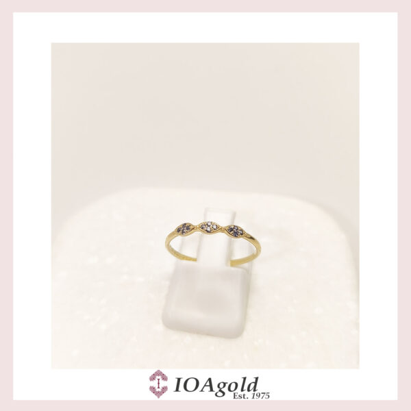 Gold ring 14k – petit sweet3 Dark blue stones