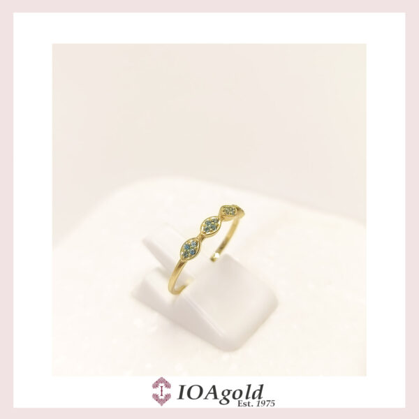 Gold ring 14k – petit sweet4 Light blue stones