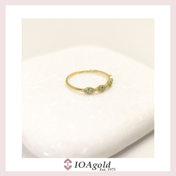 Gold ring 14k – petit sweet4 Light blue stones