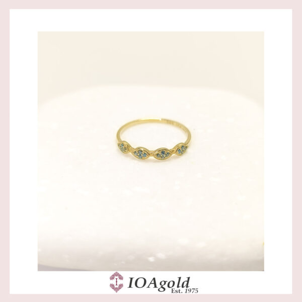 Gold ring 14k – petit sweet4 Light blue stones