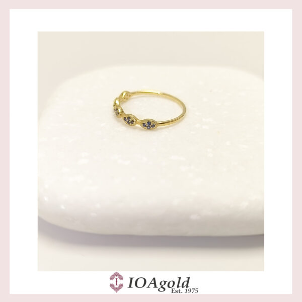 Gold ring 14k- petit sweet5 Dark blue stones