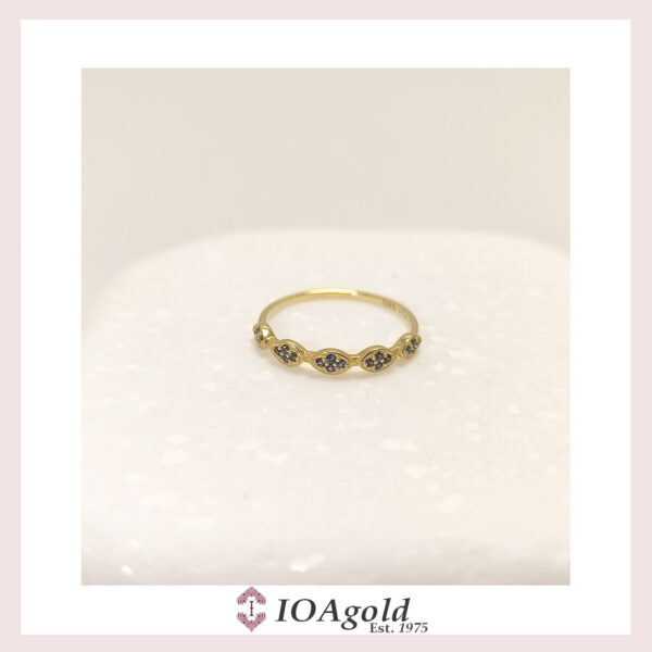 Gold ring 14k- petit sweet5 Dark blue stones
