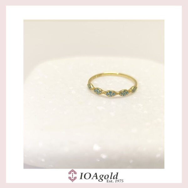 Gold ring 14k – petit sweet5 Light blue stones