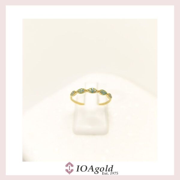 Gold ring 14k – petit sweet5 Light blue stones