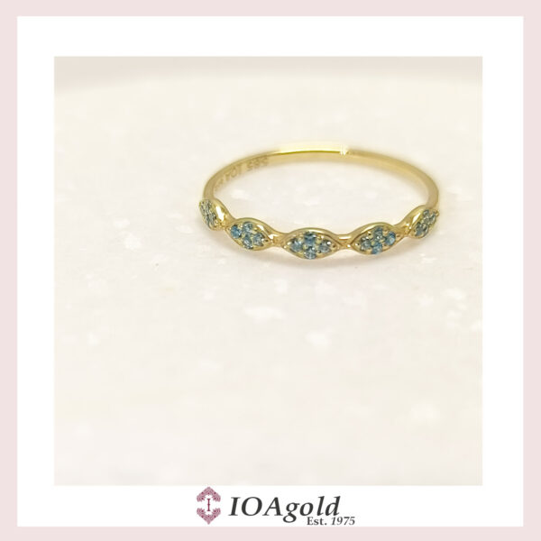 Gold ring 14k – petit sweet5 Light blue stones