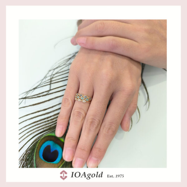 Gold ring 14k- petit sweet3 Black stones