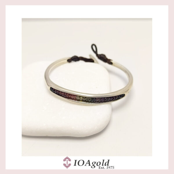 Silver 925 cuff with red stones